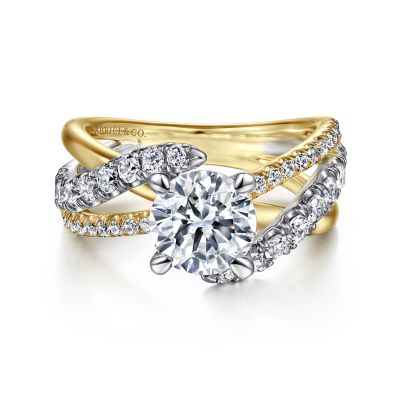 Gabriel & Co 14 Karat Yellow And White Gold 0.77 Ct Diamond Crissover Semi Mount
*Setting only, center stone not included